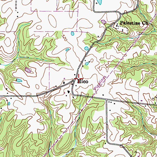 Topographic Map of Hico, KY