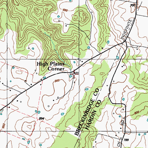 Topographic Map of High Plains Corner, KY