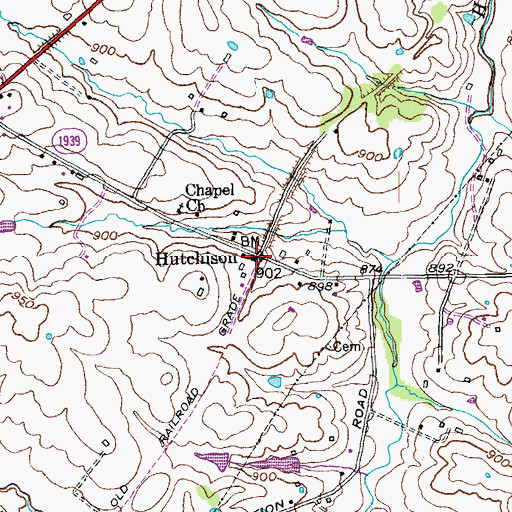Topographic Map of Hutchison, KY