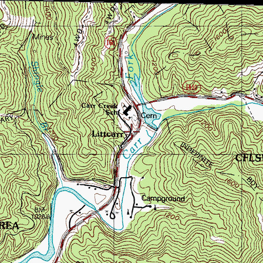 Topographic Map of Littcarr, KY