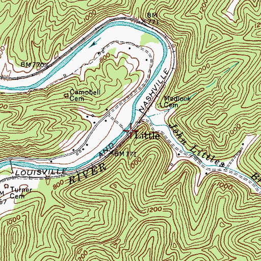 Topographic Map of Little, KY