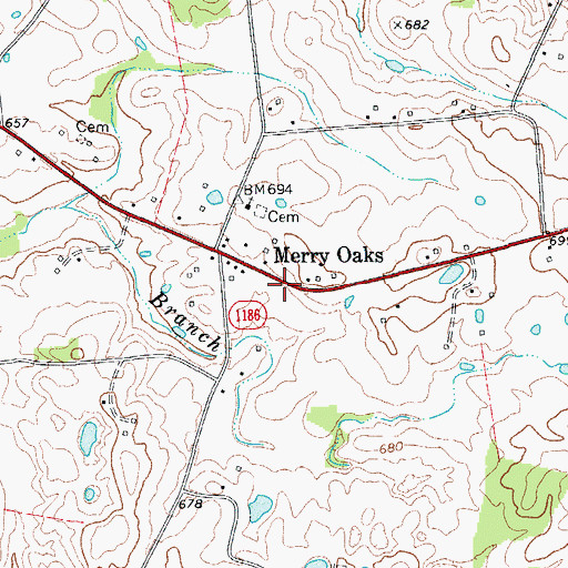 Topographic Map of Merry Oaks, KY