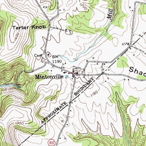 Topographic Map of Mintonville, KY
