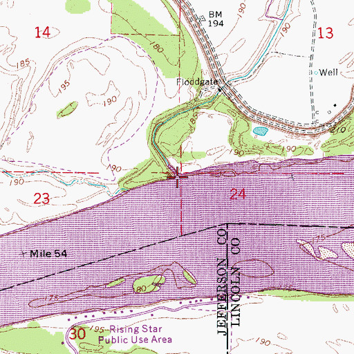 Topographic Map of Kings Bayou, AR