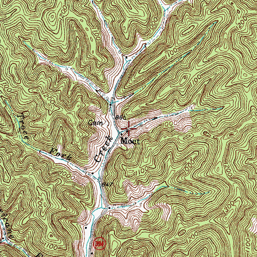 Topographic Map of Moct, KY
