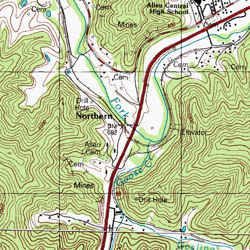 Topographic Map of Northern, KY