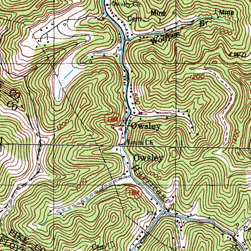 Topographic Map of Owsley, KY