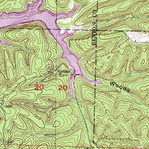 Topographic Map of Kirk Hollow, AR