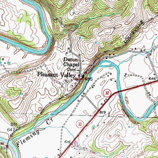 Topographic Map of Pleasant Valley, KY