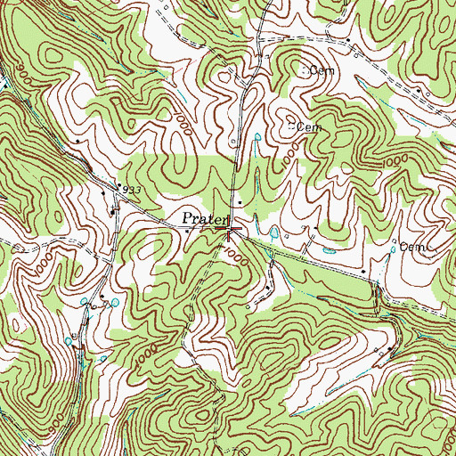 Topographic Map of Prater, KY