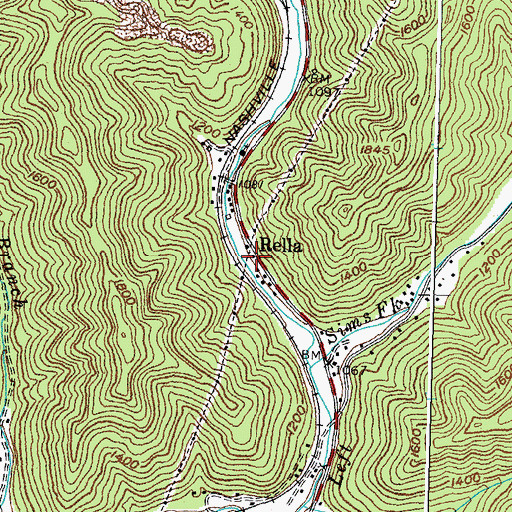 Topographic Map of Rella, KY