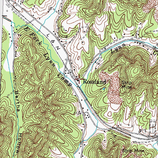 Topographic Map of Rossland, KY