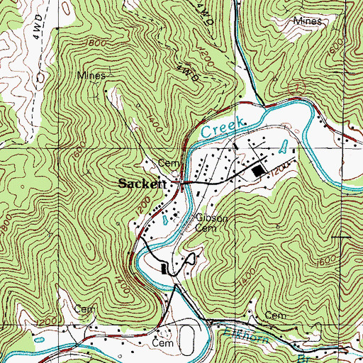 Topographic Map of Sackett, KY