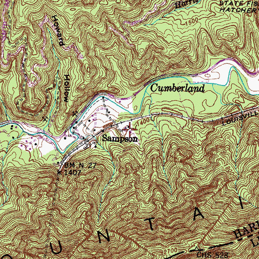 Topographic Map of Sampson, KY