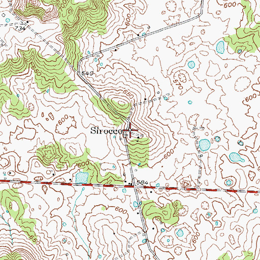 Topographic Map of Sirocco, KY