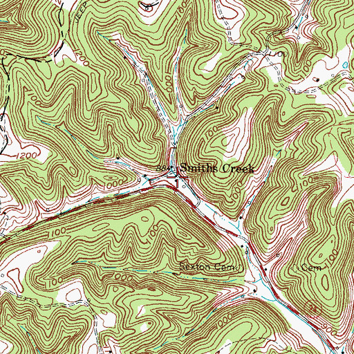 Topographic Map of Smiths Creek, KY