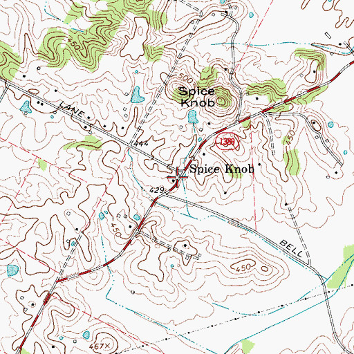 Topographic Map of Spice Knob, KY