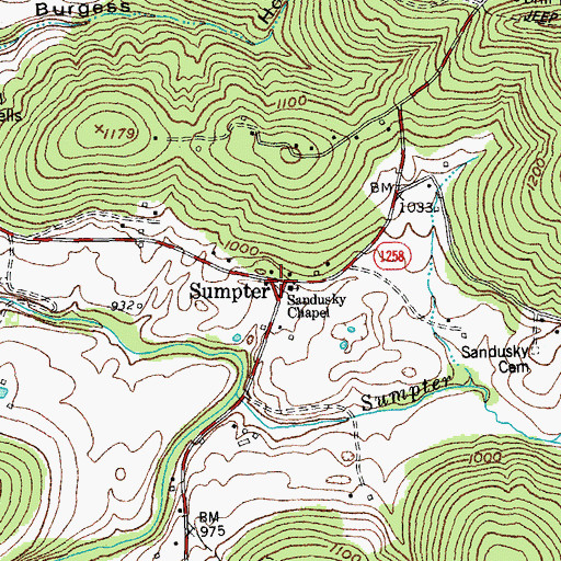Topographic Map of Sumpter, KY