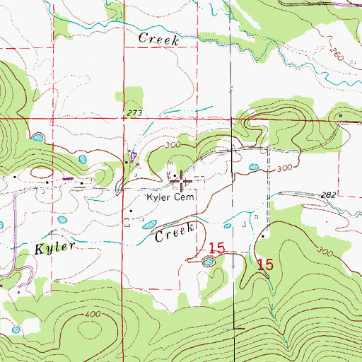 Topographic Map of Kyler Cemetery, AR