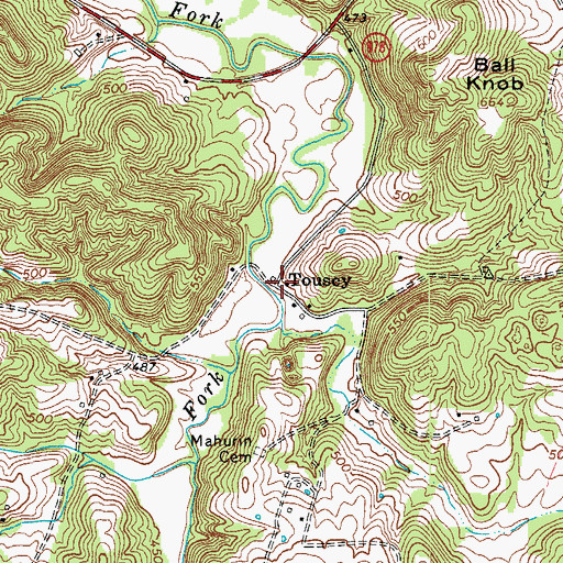 Topographic Map of Tousey, KY