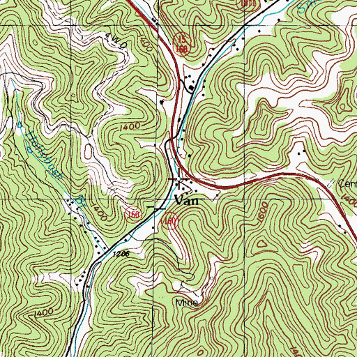 Topographic Map of Van, KY