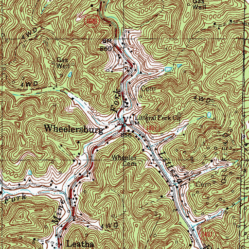 Topographic Map of Wheelersburg, KY