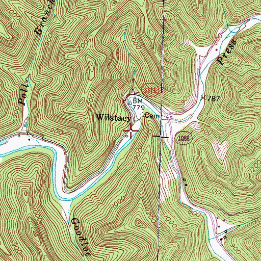 Topographic Map of Wilstacy, KY