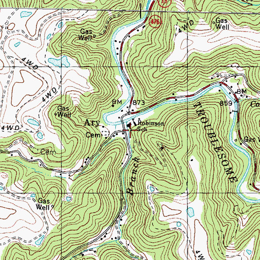 Topographic Map of Ary, KY