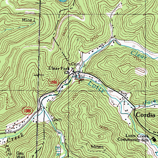 Topographic Map of Clear Fork, KY