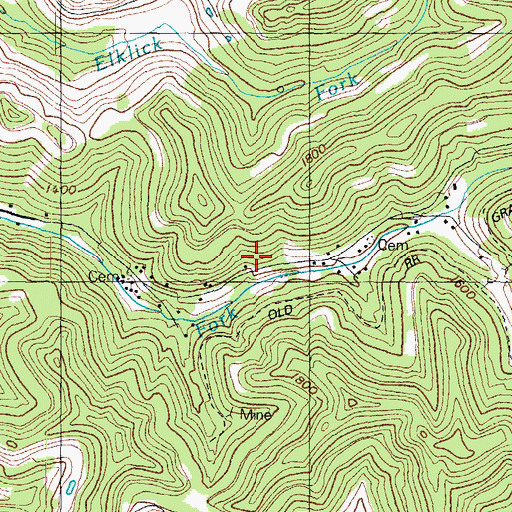 Topographic Map of Kelly Fork School, KY