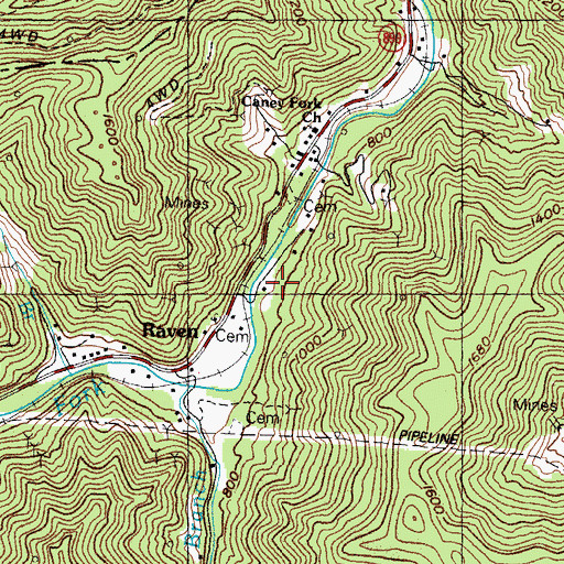 Topographic Map of Lower Caney School (historical), KY