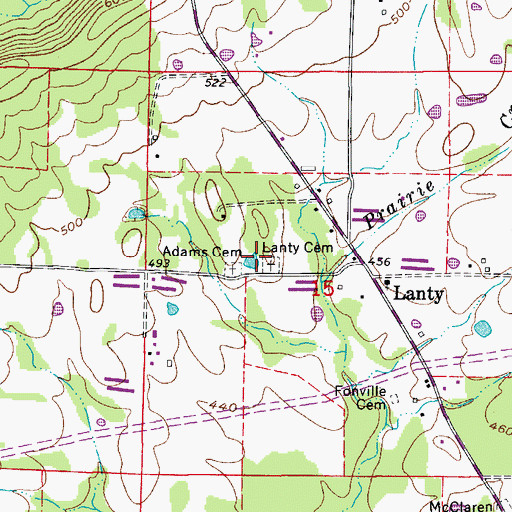 Topographic Map of Lanty Cemetery, AR