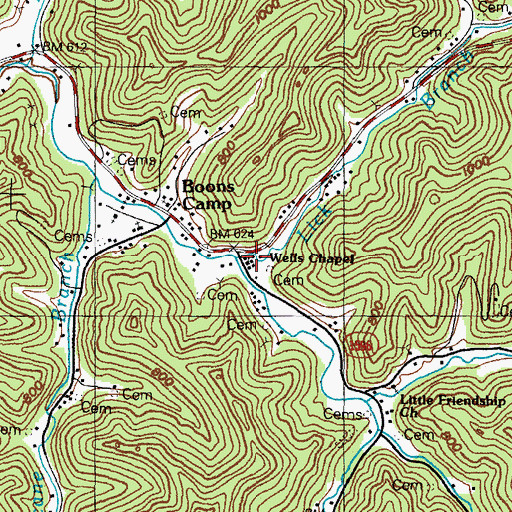 Topographic Map of Wells Chapel, KY