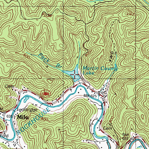 Topographic Map of Martin County Lake, KY