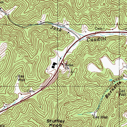 Topographic Map of Ballot Church, KY