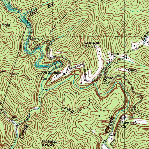 Topographic Map of Oil Springs Church, KY