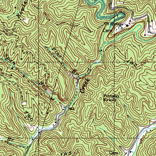 Topographic Map of Pine Branch, KY