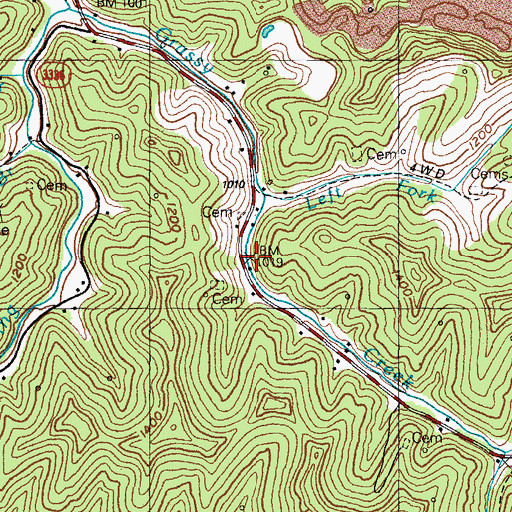 Topographic Map of Grassy Creek School (historical), KY