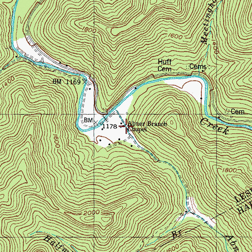 Topographic Map of Abner Branch Chapel, KY