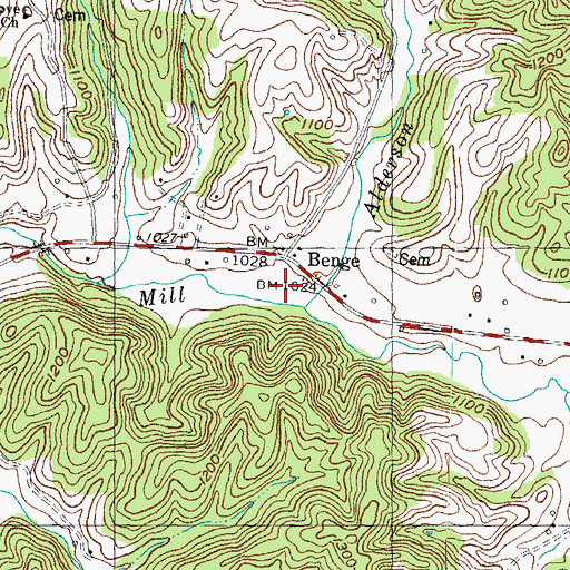 Topographic Map of Alderson Branch, KY