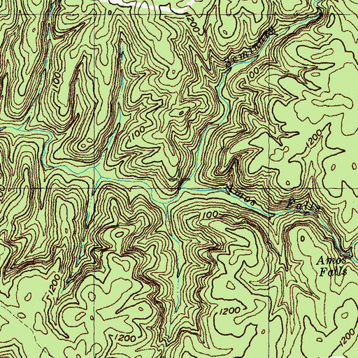 Topographic Map of Amos Falls Branch, KY