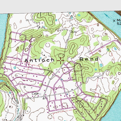 Topographic Map of Antioch Bend, KY