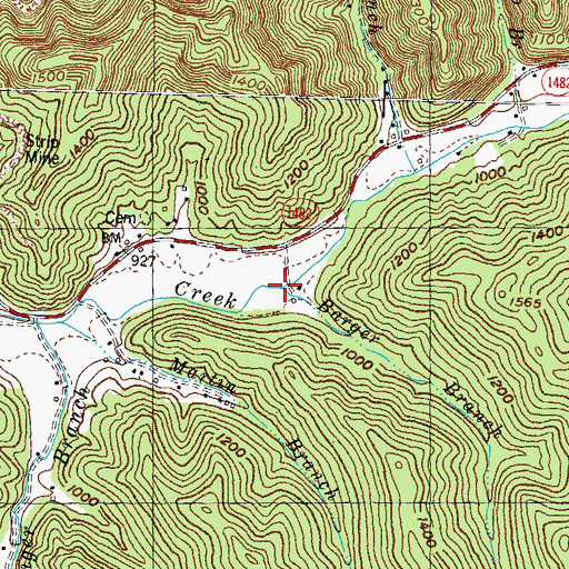 Topographic Map of Barger Branch, KY