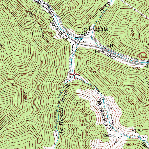 Topographic Map of Barkcamp Branch, KY