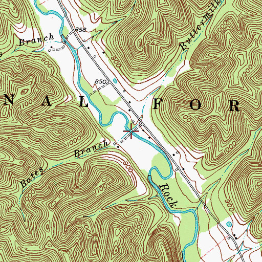 Topographic Map of Bates Branch, KY