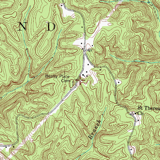 Topographic Map of Beatty Place Cemetery, KY