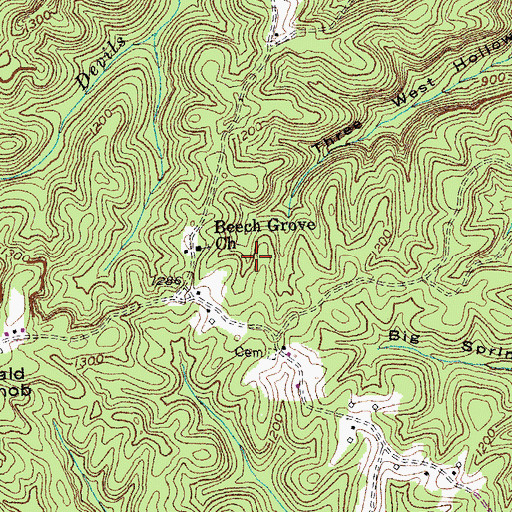 Topographic Map of Beech Grove Church, KY