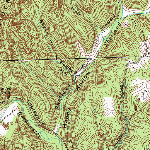 Topographic Map of Begley Hollow, KY