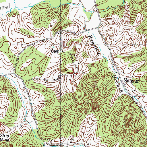 Topographic Map of Bennets Branch School, KY