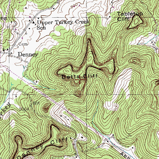 Topographic Map of Betts Cliff, KY